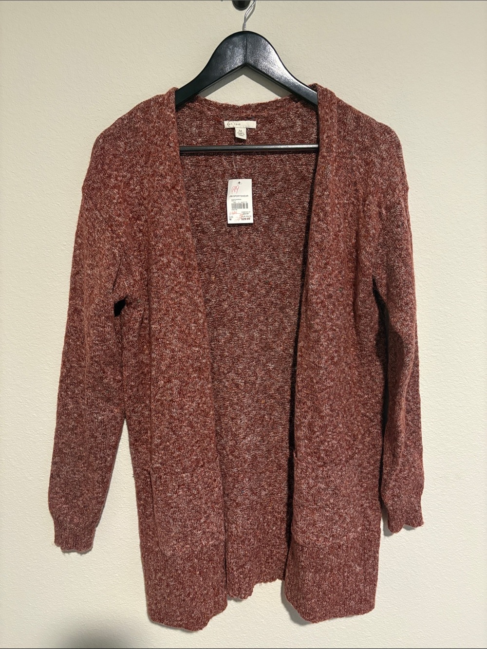 Cato Open-Front Cardigan in Rust Brown